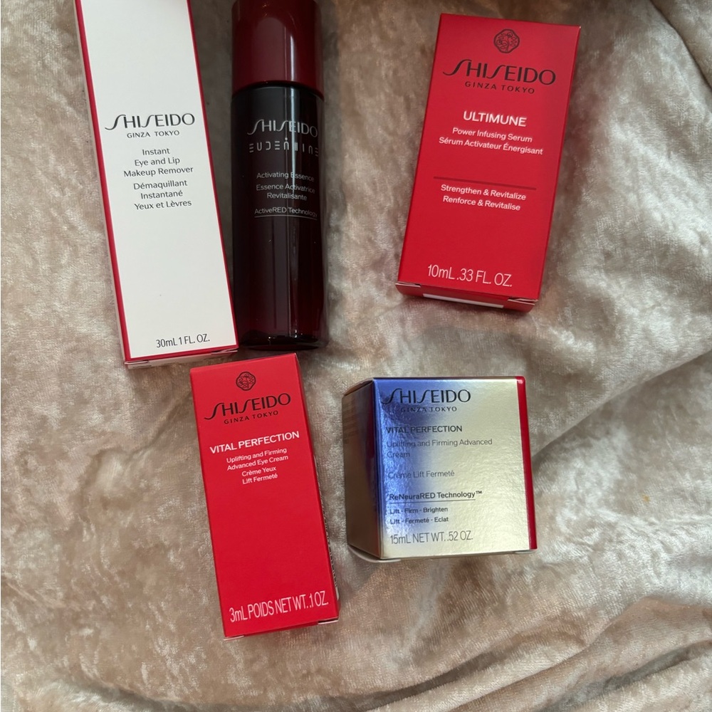 Shiseido Red and White Skincare Set with Gold Accents - Picture 2 of 6